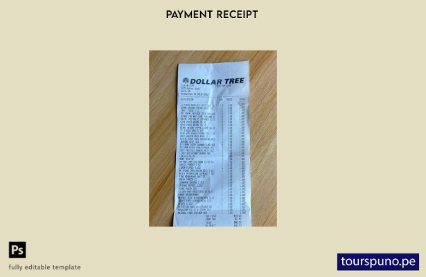 lista para imprimir plantilla de recibo de pago de la tienda Dollar Tree